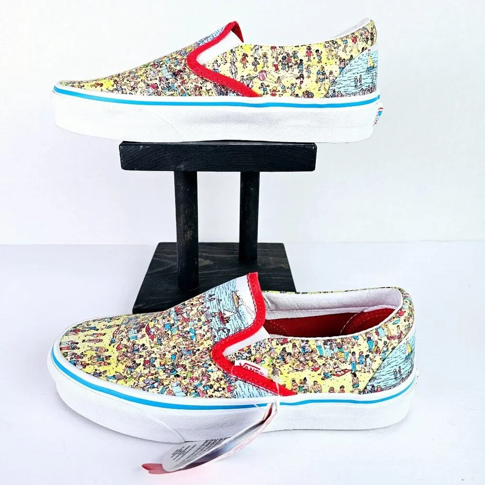 Vans Where's Waldo? Limited Edition Slip-on Shoes, W5.5, M4, K4, NWT - Picture 3 of 8